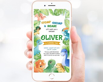 Dinosaur Birthday Invitation Template Editable Dino Birthday Party Theme Mobile Dinosaur Invite Digital Birthday Invitation Evite J54
