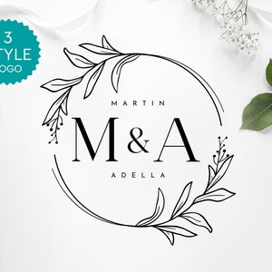 Simple Wedding Logo, Floral Wedding Monogram Logo, Editable Custom Logo, Floral Logo, Elegant Premade Logo, DIY Logo, INSTANT DOWNLOAD, EL1