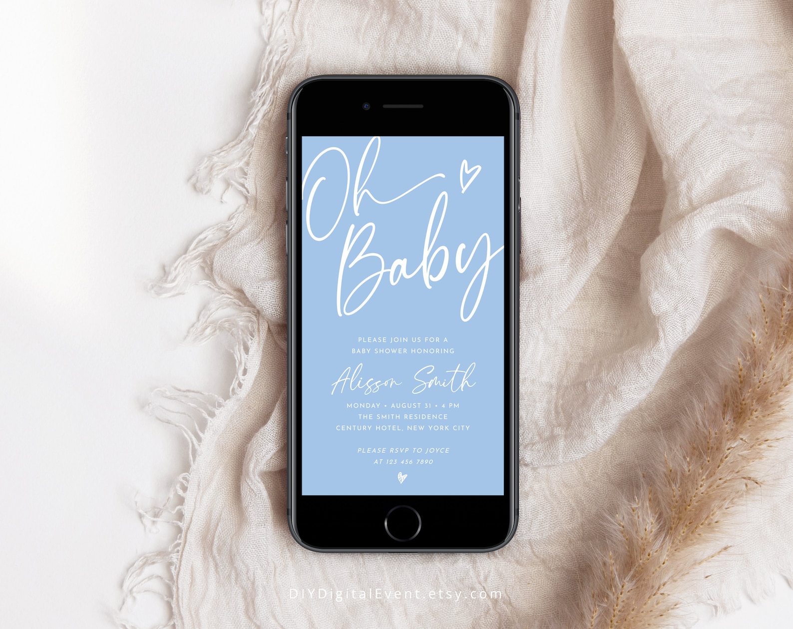 Electronic Baby Shower Invitation Template Minimalist Baby Etsy