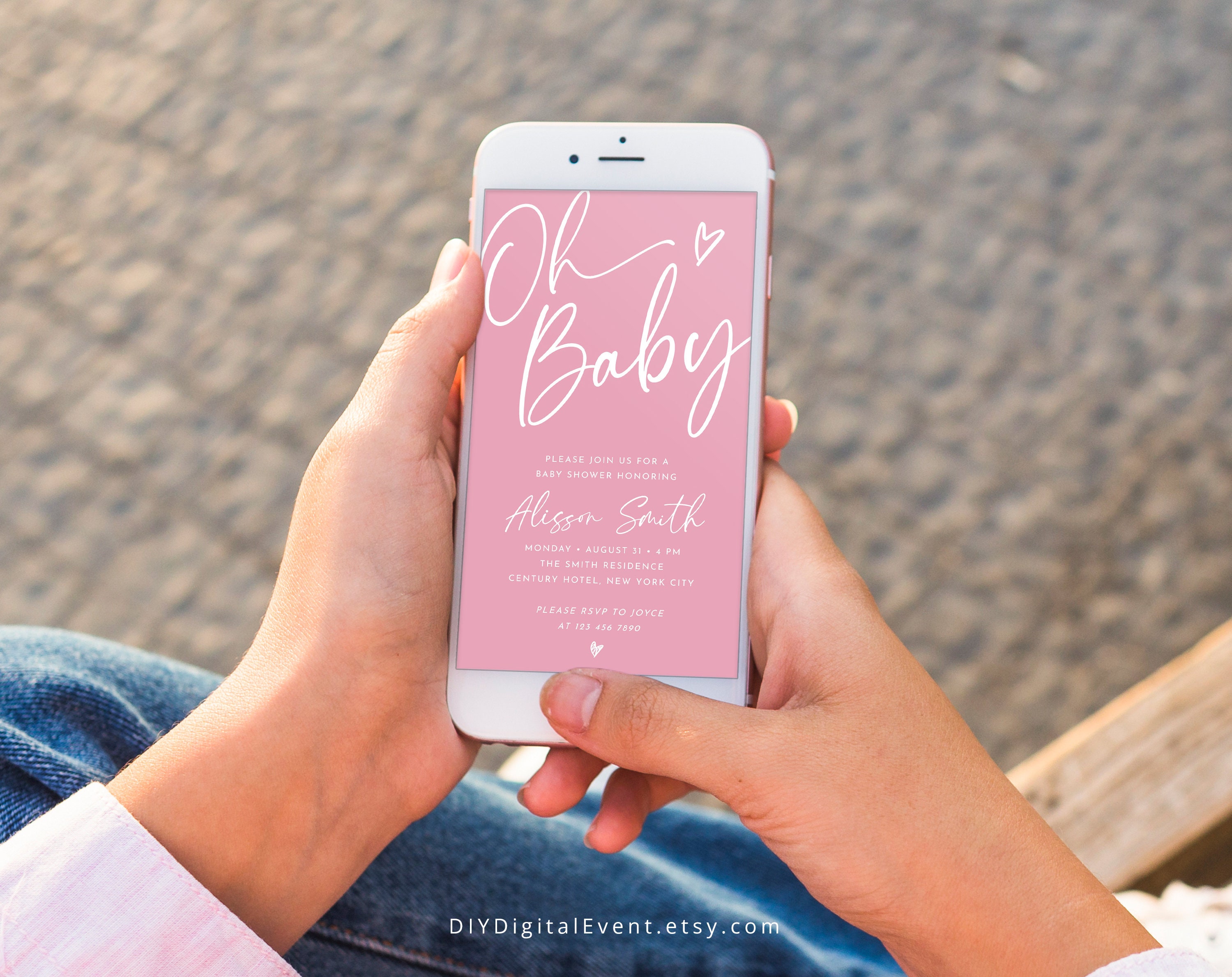 Electronic Baby Shower Invitation Template Minimalist Baby Etsy