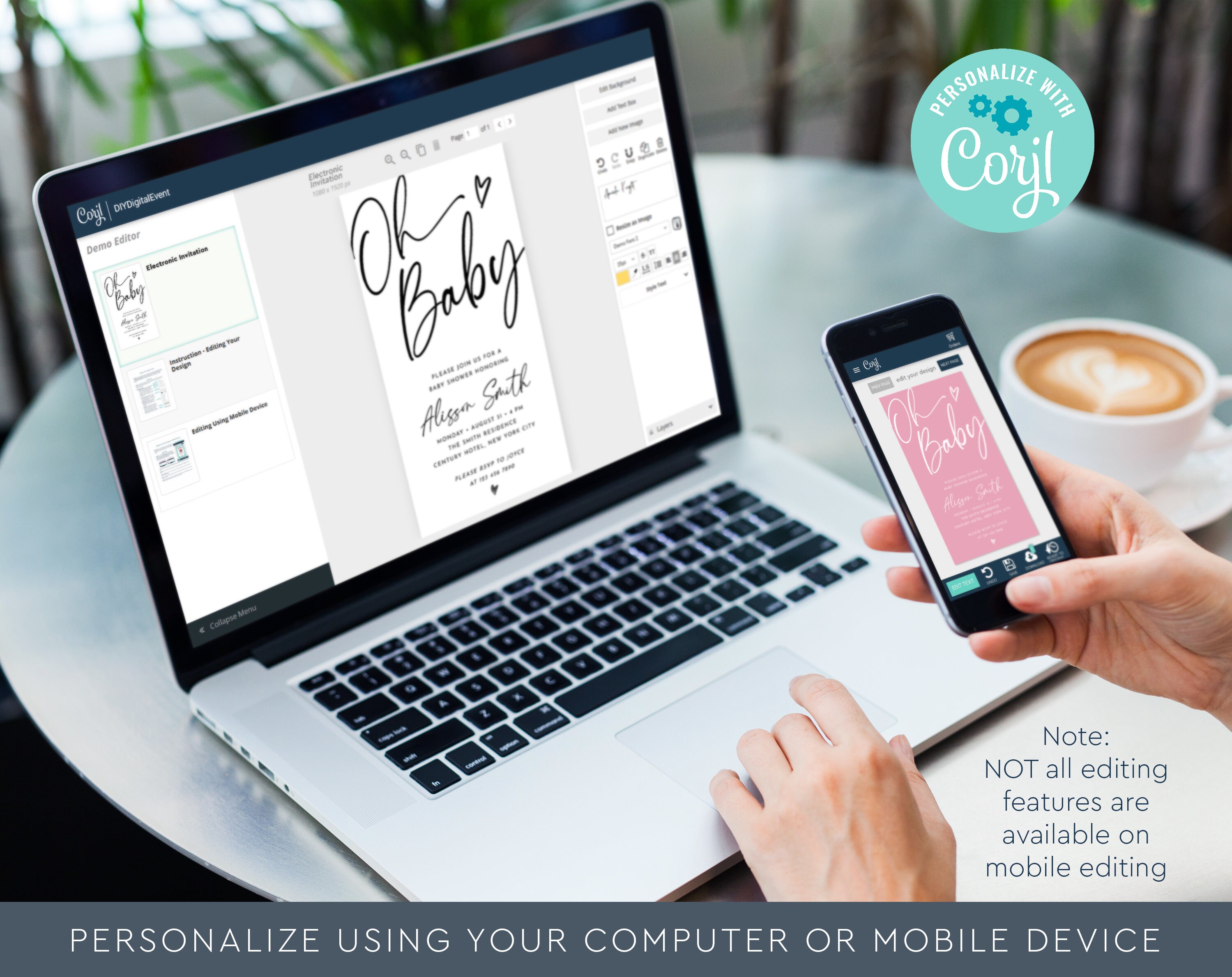 Electronic Baby Shower Invitation Template Minimalist Baby Etsy