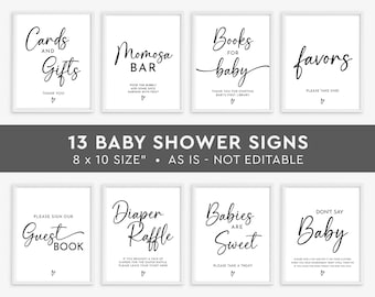 Minimalist Baby Shower Table Signs Bundle Printable Baby Shower Signs Set Cards and Gifts Guest Book Drinks Favors It's a Girl Boy Baby BBS9