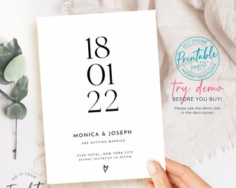Minimalist Save the Date Invitation Template, Printable Save the Date Template Editable Save the Date Template, Elegant Save our Date Invite