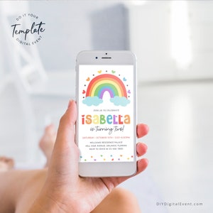 Editable Rainbow Birthday Invitation Template. Printable Rainbow Birthday Invite. Heart Rainbow Star Birthday Party. Colorful Birthday. Instant Download. Edit and Download using Corjl