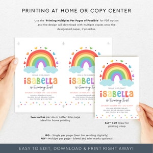 Editable Rainbow Birthday Invitation Template. Printable Rainbow Birthday Invite. Heart Rainbow Star Birthday Party. Colorful Birthday. Instant Download. Edit and Download using Corjl