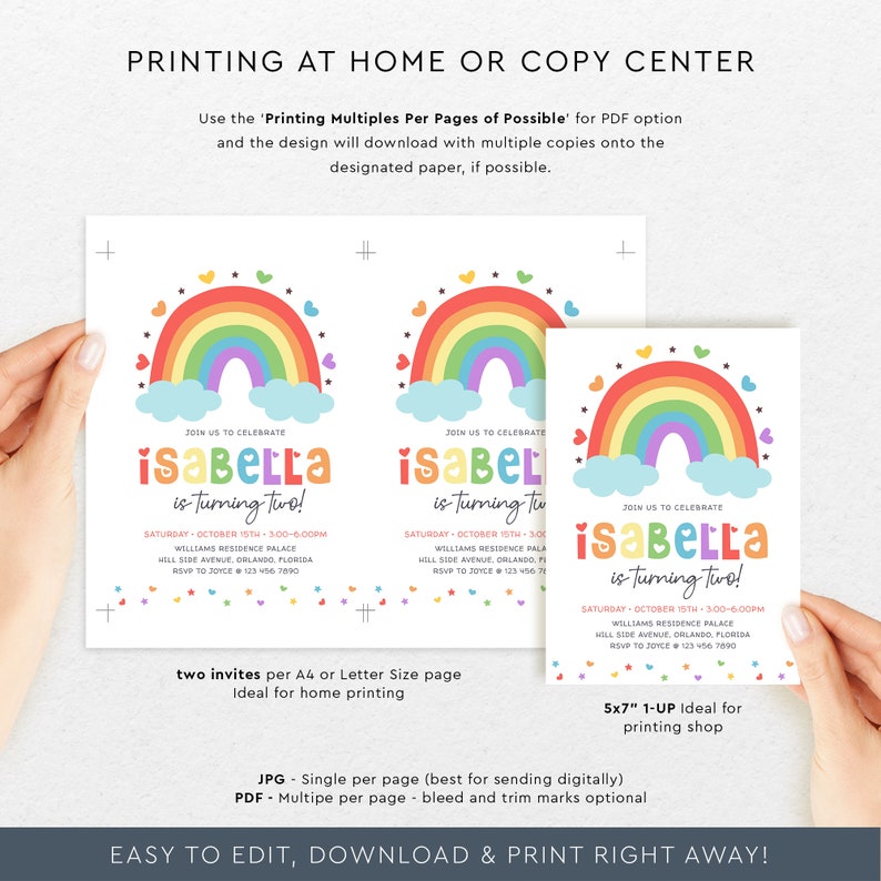 Editable Rainbow Birthday Invitation Template. Printable Rainbow Birthday Invite. Heart Rainbow Star Birthday Party. Colorful Birthday. Instant Download. Edit and Download using Corjl