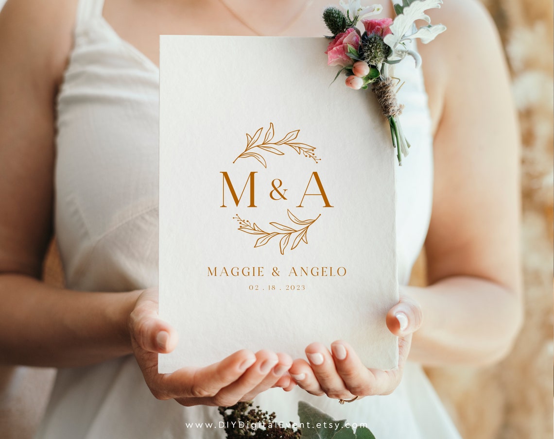 Floral Wedding Logo Simple Wedding Logo Editable Custom - Etsy