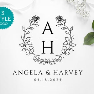 Simple Wedding Monogram Logo, Floral Wedding Logo, Custom Logo, Editable  Floral Logo, Elegant Premade Logo, DIY Logo, INSTANT DOWNLOAD WL8