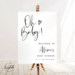 Minimalistisches Willkommensschild Vorlage Druckbare Baby Dusche Willkommensschild Bearbeitbares Baby Shower Zeichen Mädchen Junge Party Dekor Sofortiger Download BBS5