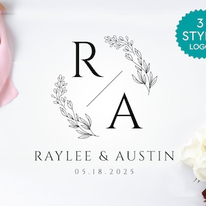 Floral Wedding Logo, Simple Wedding Monogram Logo, Custom Logo, Editable  Floral Logo, Elegant Premade Logo, DIY Logo, INSTANT DOWNLOAD, WL2