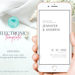 Electronic Save the Date Template, Minimalist Save the Date Invitation Template, Editable Save the Date Template, Digital Invitation, STD4