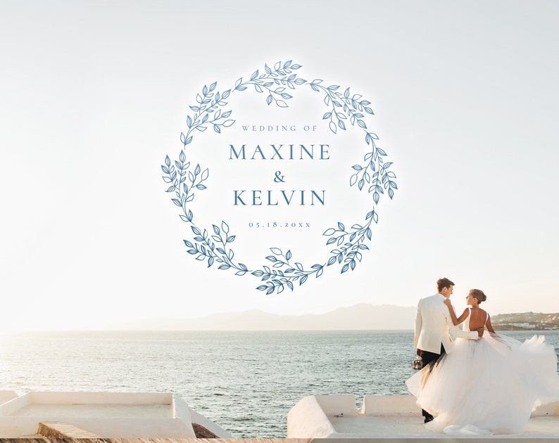 Wedding Monogram Logo | Elegant Floral Initial Design | Custom Bride ...