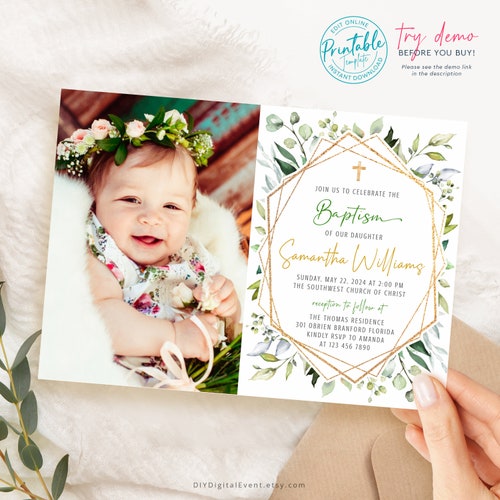 Baptism Invitation Template Printable Baptism Invite - Etsy