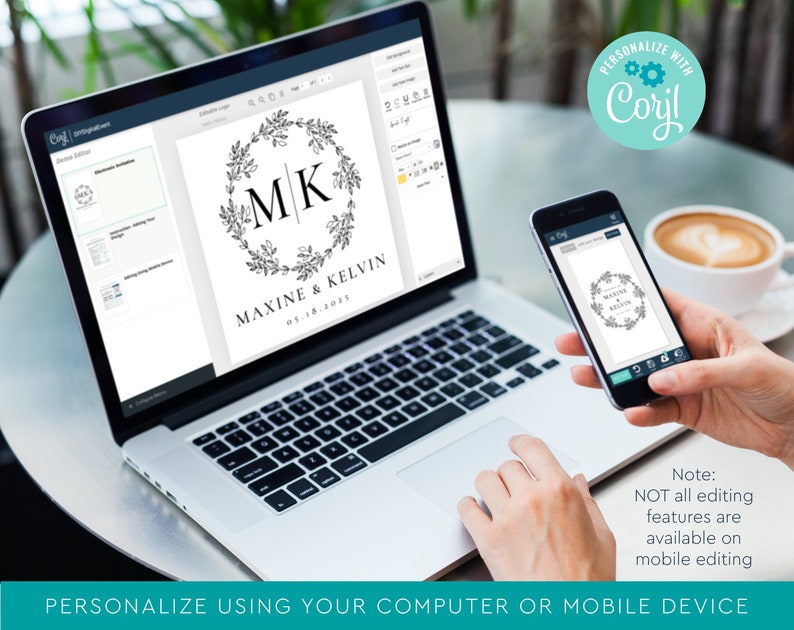 Wedding Monogram Logo | Elegant Floral Initial Design | Custom Bride ...