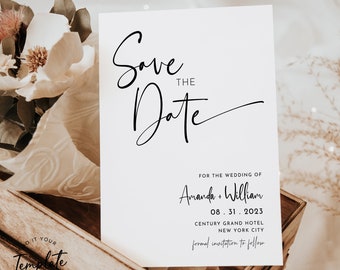 Minimalist Save the Date Invitation Template Printable Save the Date Invite Editable Save the Date Simple Wedding Invitation Modern STD6