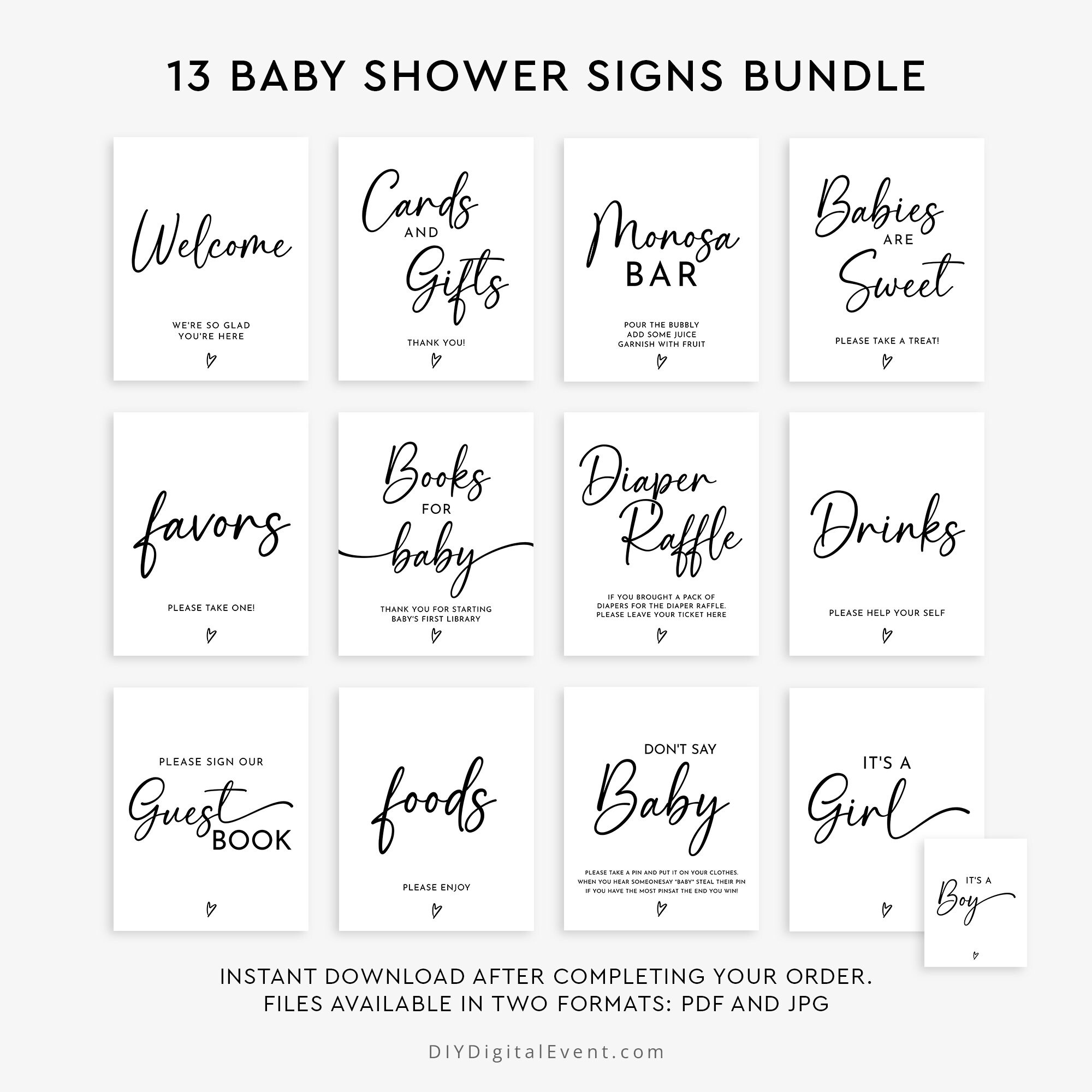 Minimalist Baby Shower Table Signs Bundle Printable Baby Etsy UK