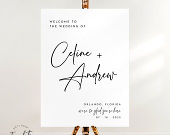 Minimalist Wedding Welcome Sign Template Modern Wedding Welcome Sign Printable Baby Shower Sign Editable Simple Easel Sign Custom Sign J46