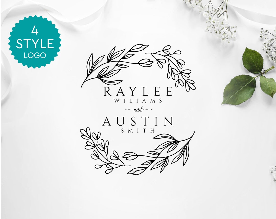 Wedding Monogram Logo | Elegant Floral Initial Design | Custom Bride ...