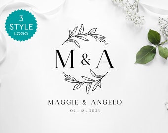 Modernes Hochzeitslogo, Blumenhochzeitsmonogramm-Logo, bearbeitbares benutzerdefiniertes Logo, Blumenlogo, elegantes vorgefertigtes Logo, DIY-Logo, INSTANT DOWNLOAD, EL2