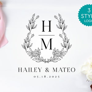 Monogram Wedding Logo, Simple Floral Wedding Logo, Custom Logo, Editable  Floral Logo, Elegant Premade Logo, DIY Logo, INSTANT DOWNLOAD, WL4