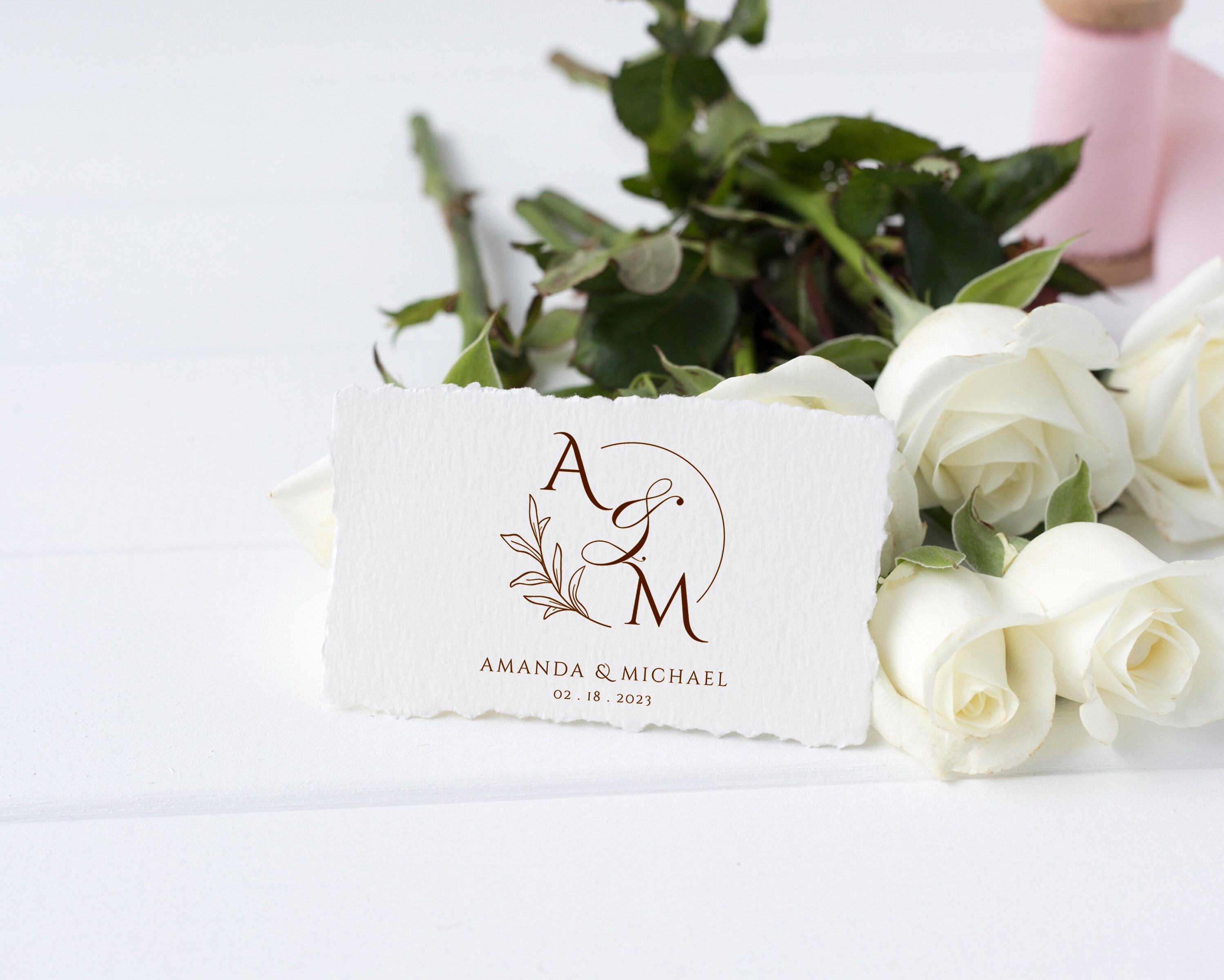 Wedding Monogram Logo | Elegant Floral Initial Design | Custom Bride ...
