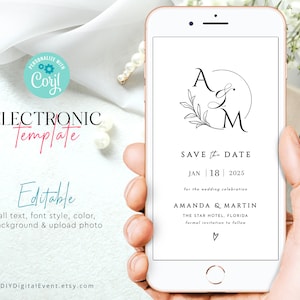 Electronic Save the Date Template, Editable Save the Date Invitation, Minimalist Save the Date Invite, Save the Date Evite, Wedding Invite