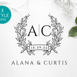 Elegant Wedding Logo, Floral Wedding Monogram Logo, Editable Custom Logo, Floral Logo, Elegant Premade Logo, DIY Logo, INSTANT DOWNLOAD WL10