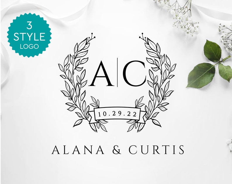 Elegant Wedding Logo Floral Wedding Monogram Logo Editable - Etsy
