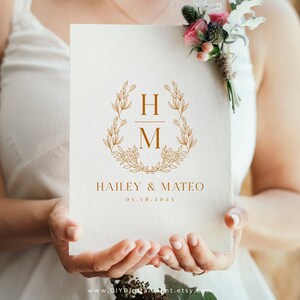 Wedding Monogram Logo | Elegant Floral Initial Design | Custom Bride ...