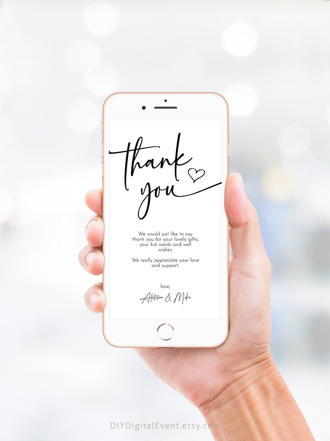 Editable Minimalist Thank You Card Template Digital Simple Thank You ...