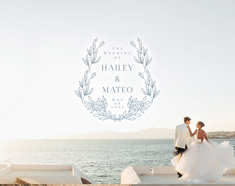 Monogram Wedding Logo, Simple Floral Wedding Logo, Custom Logo ...