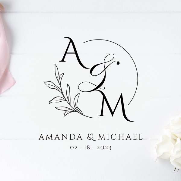Monogram Wedding Logo, Simple Wedding Logo, Editable Custom Logo, Floral Wedding Logo, Elegant Premade Logo, DIY Logo, INSTANT DOWNLOAD, EL4
