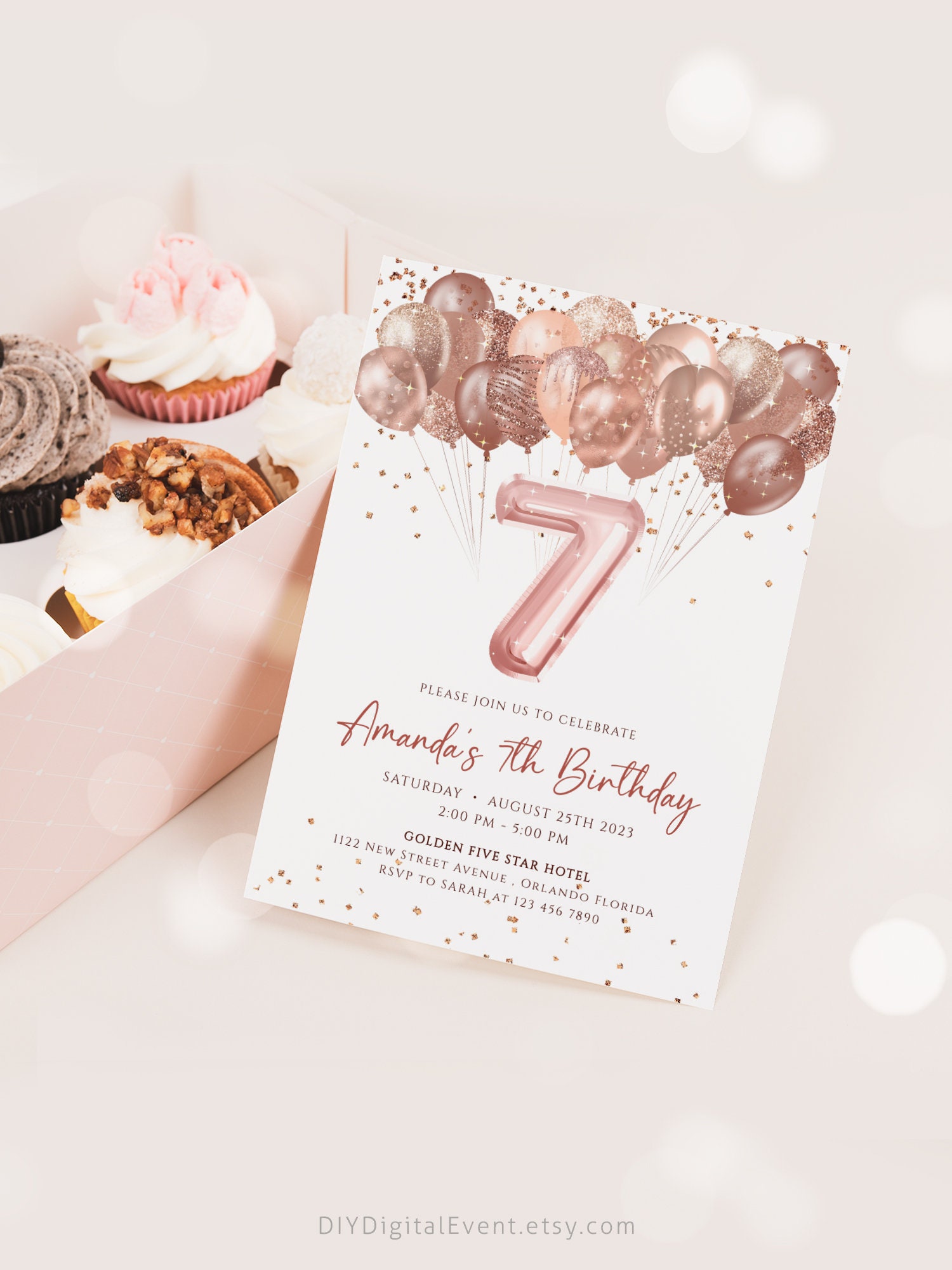 7th Birthday Invitation Card Template Printable Cards