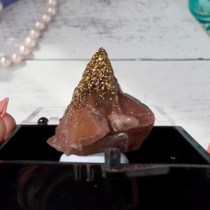 Rare Pyrite on Red Calcite Specimen from Hubei Province | Collector's Crystal | Free Specimen Box