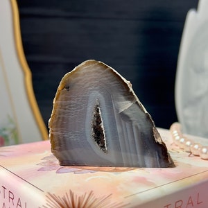 Druzy Agate Geode Freeforms from Brazil | Home Decor Crystals | Half Polished, Half Raw Self-Standing Agate Crystal Freeform