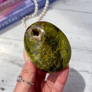 Pretty Green Opal Palm Stone | Polished Green Opal | Crystal Palmstone | Pocket Stone | Crystal for Meditation