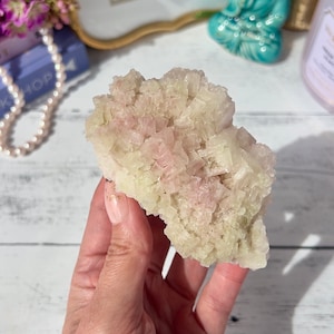 Rare Watermelon Pink and Green Halite Searles Lake California | Natural Cubic Halite Salt Crystal | Halite Crystal Specimen