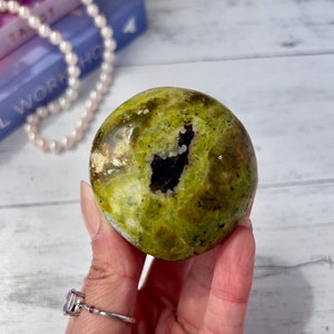 Pretty Green Opal Palm Stone | Polished Green Opal | Crystal Palmstone | Pocket Stone | Crystal for Meditation