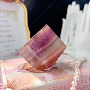 Rainbow Candy Fluorite Crystal Cube | Pastel Fluorite Polished Cube | Home Decor Crystal for Focus and Concentration