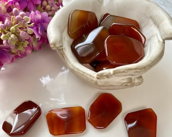 Faceted Carnelian Pocket Stone | Reiki Crystal, Sacral Chakra