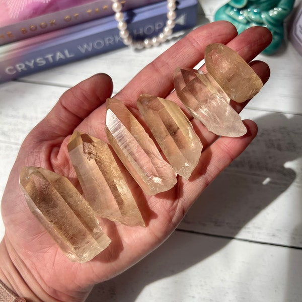 Champagne Tangerine Quartz Points | Natural Quartz Points from Brazil | Manifestation Crystals | Healing Crystals | Crystals for Grids