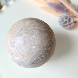 1.2 LB Beautiful White Pink Amethyst Sphere from Brazil | Home Decor Crystal | Polished Pink Amethyst Sphere