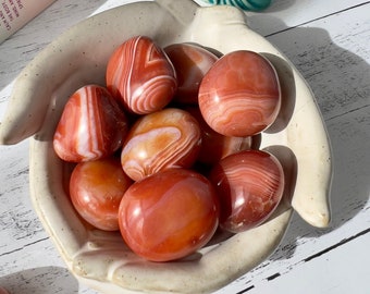 Banded Carnelian Agate Tumbled Stone | XL Polished Crystal