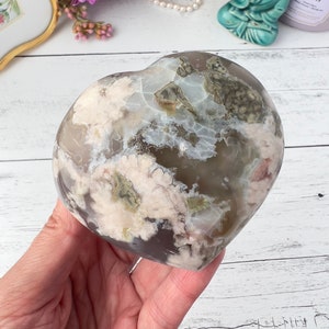 Stunning Flower Agate Hand Carved Crystal Heart from Madagascar | Polished Flower Agate Heart | Home decor crystal | Meditation Crystal