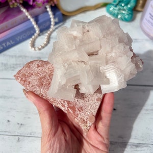 Pink Halite Cluster Searles Lake California | Natural Cubic Halite Salt Crystal | Heart Chakra Crystal | Halite Crystal Specimen