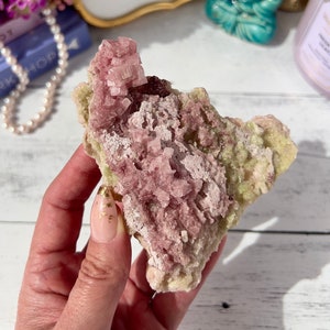 Rare Watermelon Pink and Green Halite Searles Lake California | Natural Cubic Halite Salt Crystal | Halite Crystal Specimen