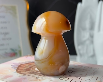 Flower Agate Mushroom Carving | Madagascar Crystal Decor