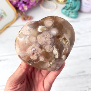 Pretty Flower Agate Hand Carved Crystal Heart from Madagascar | Polished Flower Agate Heart | Home decor crystal | Meditation Crystal