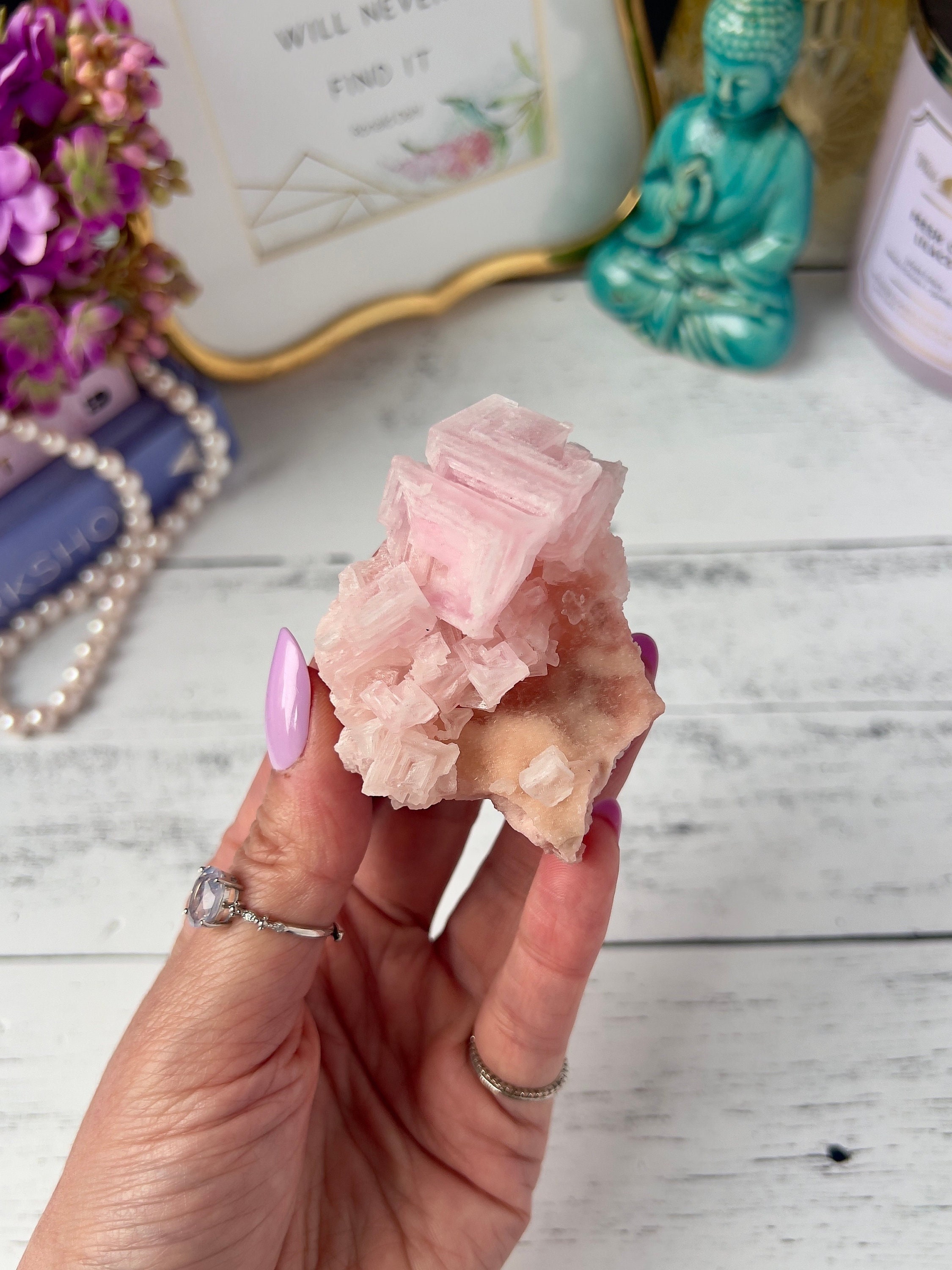 ピンクハライト結晶クラスター | カリフォルニア州サールズ湖産標本