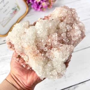 Pretty Pink Apophyllite Specimen from India | 1 LB, 13 oz Rare Apophyllite Cluster | Collector’s Gemstone | Home Decor Crystal